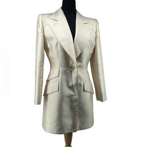 Badgley Mischka blazer suit jacket champagne cream Color Sheen event bridal sz 6